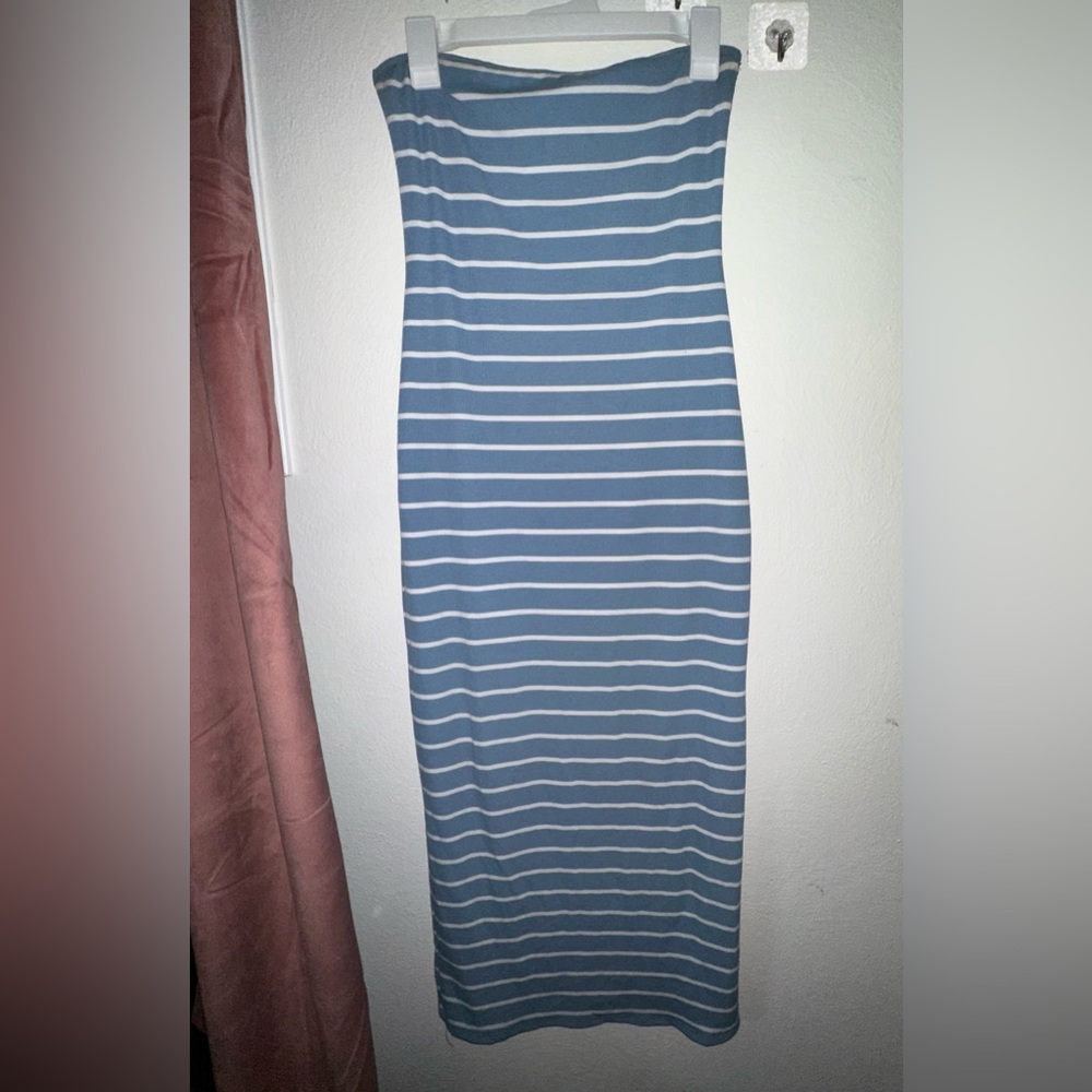 Women’s Striped Blue and White Bodycon Maxi